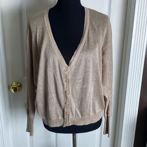 Charlotte Russe Sparkly Pale Pink Cardigan Sweater Sz M Lightweight NWOT